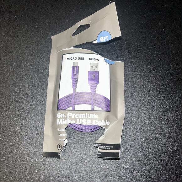 New Bytech Purple 6 Foot Premium Micro USB Cable - Picture 1 of 2